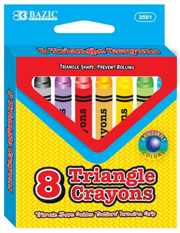 BAZIC 8 Color Premium Jumbo Triangle Crayons [2501]