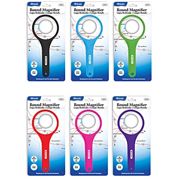 BAZIC Assorted Color 3 inch ROUND 2X Handheld Magnifier [2713]