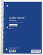 Just Basics Spiral Notebook, 8" x 10-1/2", 1 Subject, Wide Ruled, 70 Sheets, Blue [885419]