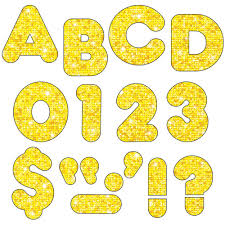 Yellow Sparkle 4-Inch Casual Uppercase Letters [T1616]