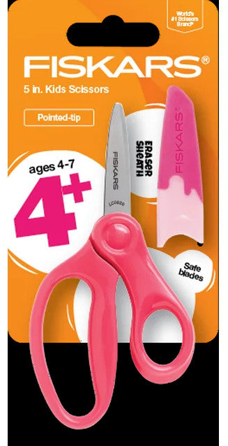 Fiskars 5 inch Pointed Tip Kids Scissors w/sheath - Pink [03-060063]