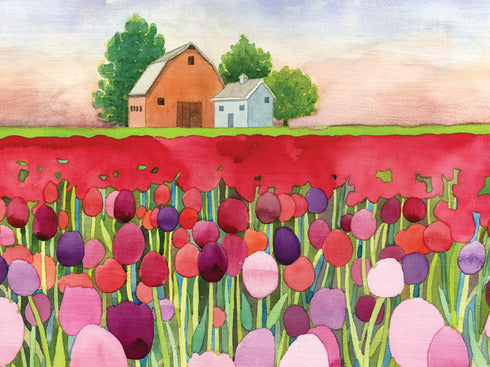 Crimson & Violet Tulips Blank Greeting Card [2922BL]