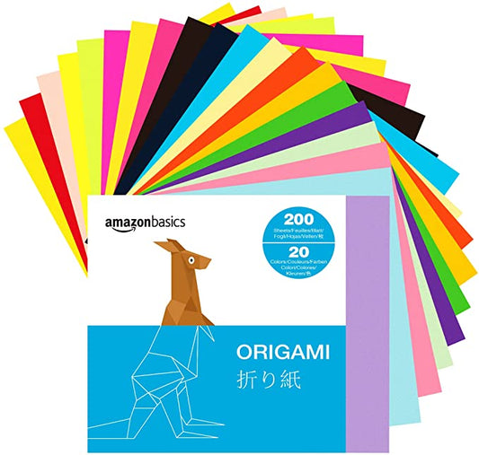 Amazon Basics Origami Paper, Double Sided Color, Assorted Colors, 200 Sheets [B07RN1QLC8]