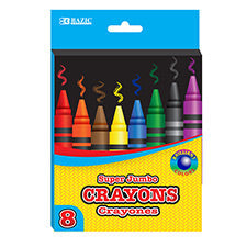 BAZIC 8 Color Premium Super Jumbo Crayons [2512]