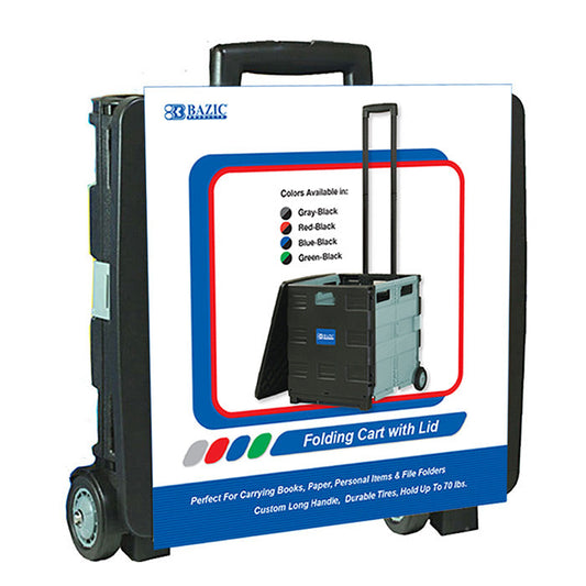 BAZIC 16"X18"X15" Black Folding Cart on Wheels w/Lid Cover [2196]
