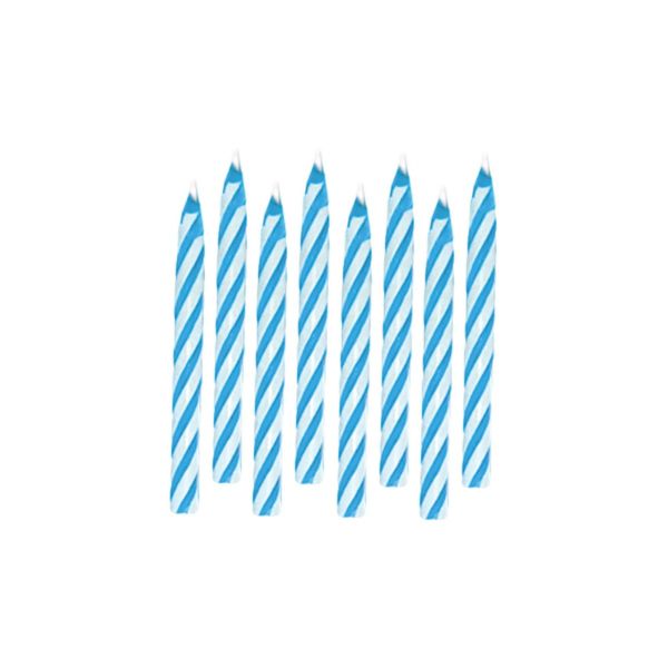 Candy Stripe Blue and White Birthday Candles 24 Pack [17105.01]