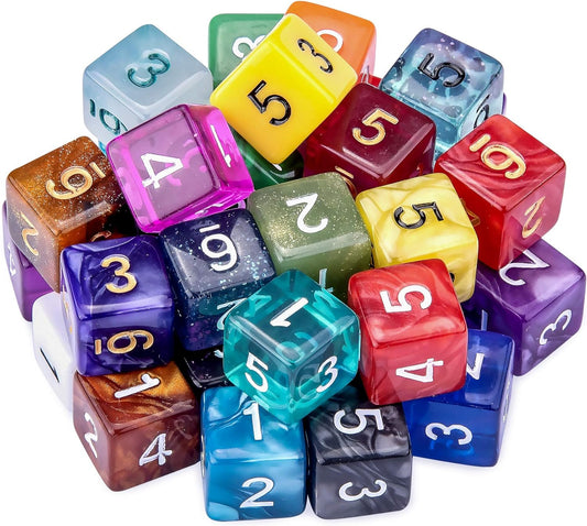 AUSTOR 35 Pieces Dices 6 Sided Polyhedral Dice Set Mixed Color 6 Sides Dice Assortment with a Black Velvet Storage Bag for DND RPG MTG Table Games [B08YJC2JN8]