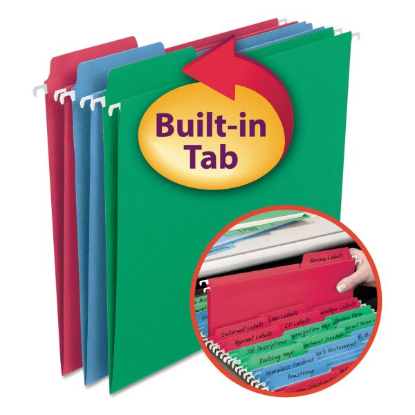 Smead FasTab Hanging Folders, Letter Size, 1/3-Cut Tab, Assorted, 18/Box [SMD64053]
