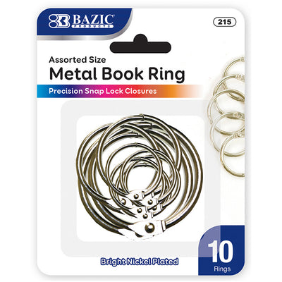 Assorted Size Metal Book Rings (10/Pack) [215]