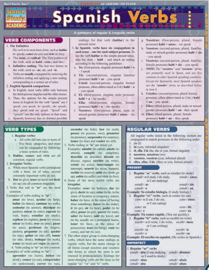 QuickStudy | Spanish Verbs Laminated Study Guide [228122]