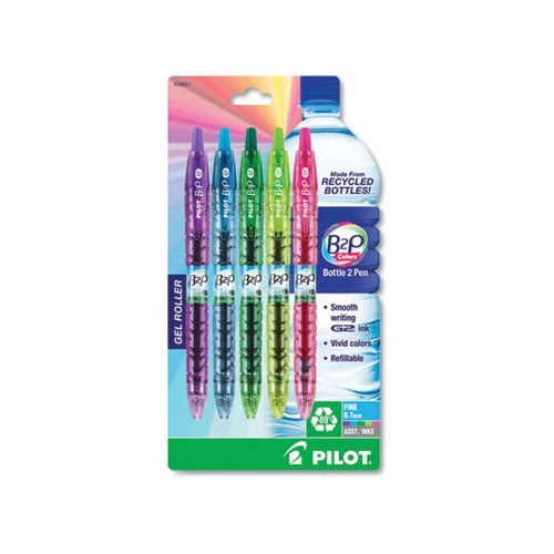 B2P Bottle 2 Pen Colors Gel Rollers, Assorted Colors, 5 Count [PIL36621]
