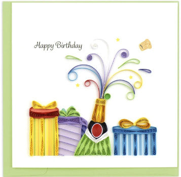Quilled Birthday Champagne Greeting Card [BD0163]