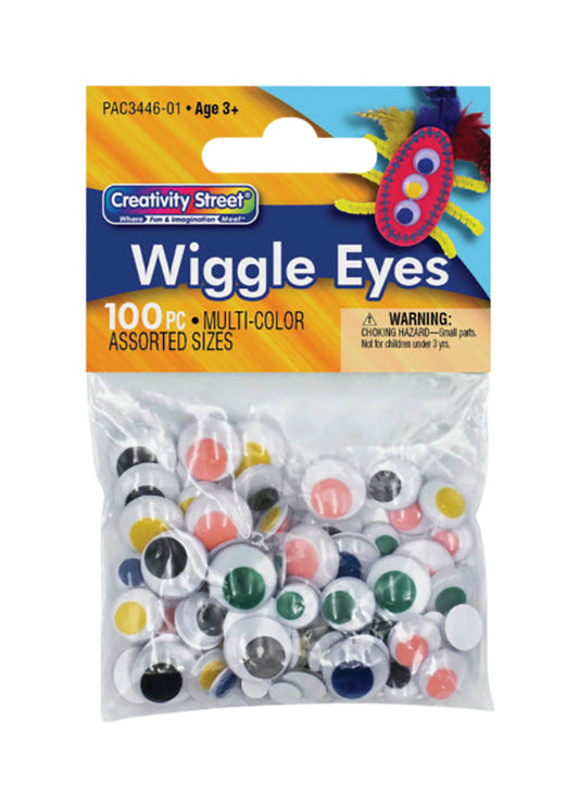 Creativity Street Round Wiggle Eyes, Assorted Size, Assorted Colors on White, Set of 100 [AC3446-01]