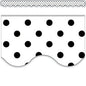 Black Polka Dots on White Scalloped Border Trim [TCR5593]