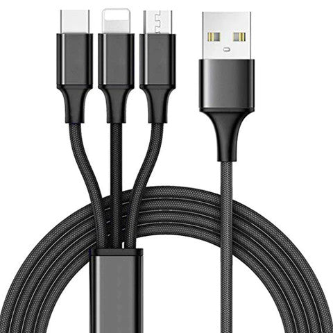 10 FT 3-in-1 USB Multi Charging Cable - Black [3C-10F-BLK]