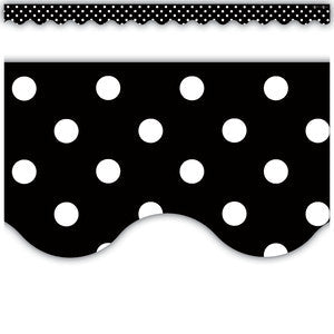 Black Polka Dots Scalloped Border [TCR4671]