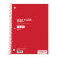 Just Basics Spiral Notebook, 8" x 10-1/2", 1 Subject, Wide Ruled, 70 Sheets, Red [166827]