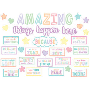 Pastel Pop Amazing Things Happen Here Bulletin Board [TCR8413]