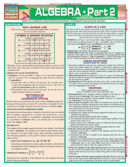 QuickStudy | Algebra Part 2 Laminated Study Guide [251118]