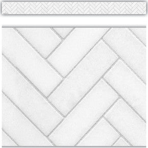 Modern Farmhouse White Herringbone Straight Border Trim [TCR8514]