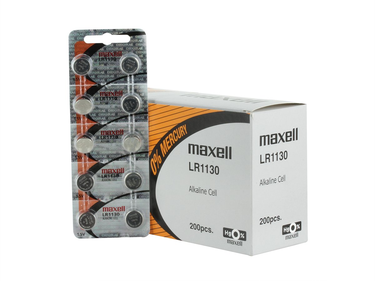 Maxell LR1130 1.5V Alkaline Coin Cell Battery (A76 76A AG13 L1154 G13 V13GA 357) - 1 Piece Tear Strip (Minimum Qty of 2)