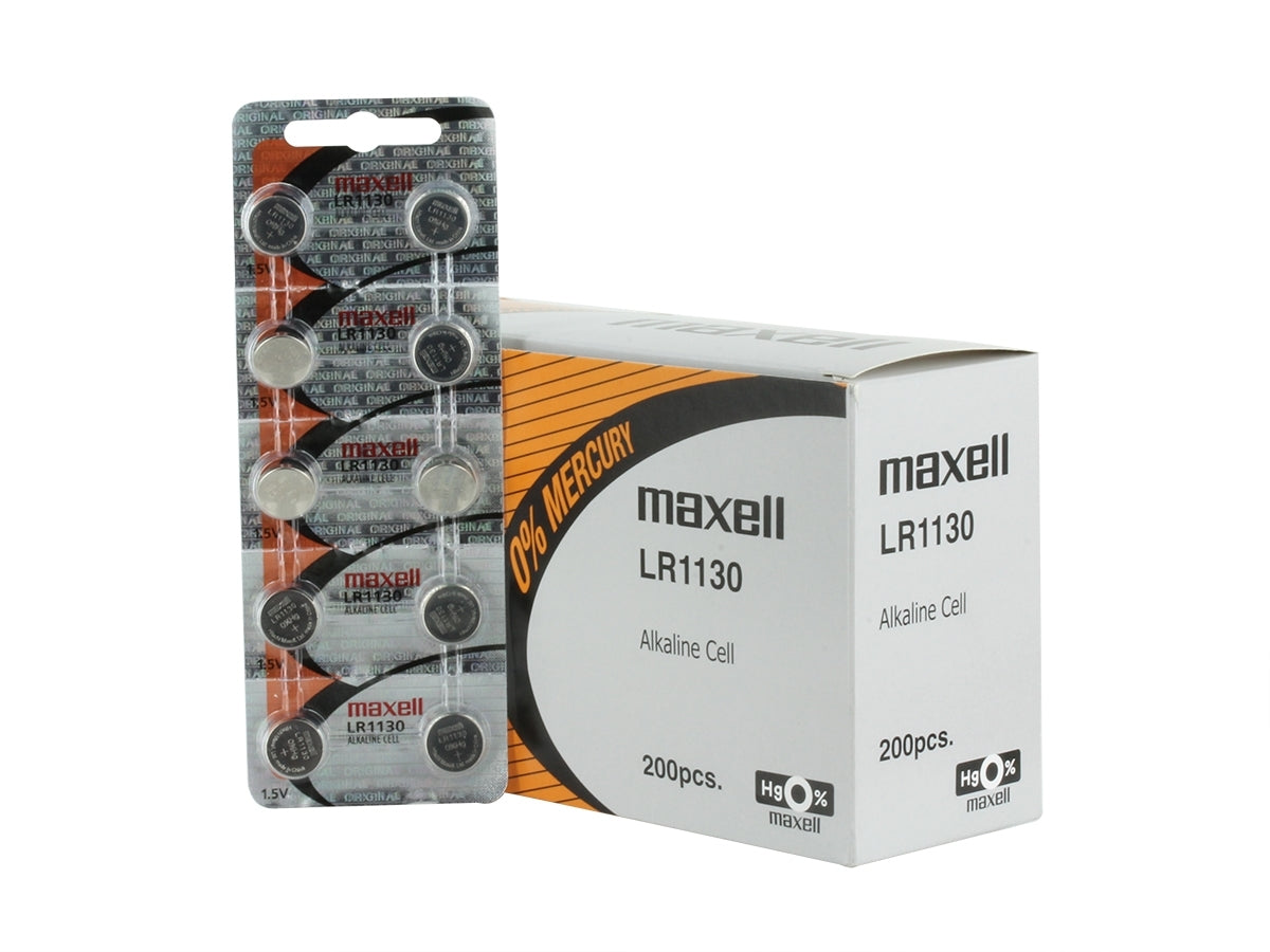 Maxell LR1130 1.5V Alkaline Coin Cell Battery (A76 76A AG13 L1154 G13 V13GA 357) - 1 Piece Tear Strip (Minimum Qty of 2)