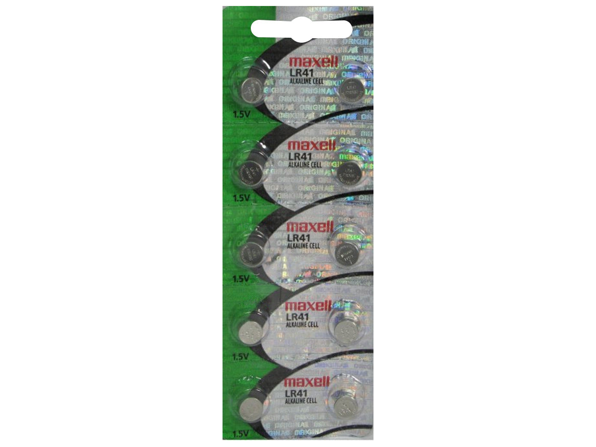 Maxell LR41 1.5V Alkaline Coin Cell Battery (AG3 392 192) - Hologram Packaging - 1 Piece Tear Strip (Minimum Qty of 2 Pieces)