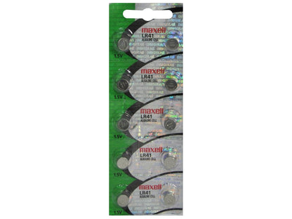 Maxell LR41 1.5V Alkaline Coin Cell Battery (AG3 392 192) - Hologram Packaging - 1 Piece Tear Strip (Minimum Qty of 2 Pieces)