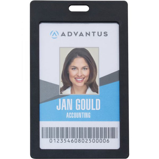 Advantus Vertical Rigid ID Badge Holder Support 2" x 3.25" Media - Vertical - Plastic - Black [AVT97068]