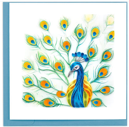Quilled Peacock Feather Display Greeting Card [BL1339]