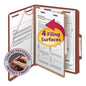 Smead Pressboard Classification Folders, 2/5 Cut, 1 Divider, Letter Size, Red, [SMD13775]