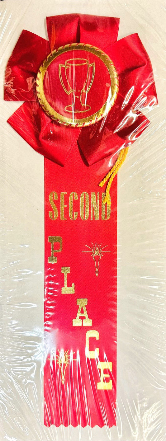Second Place Ribbon 11.5 inches long  by 4 inches wide 2nd Place Red Ribbon [AU30128]