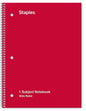 Staples 1-Subject Notebook, 8" x 10.5", Wide Ruled, 70 Sheets, Assorted Colors (ST54893C) [ST54893]