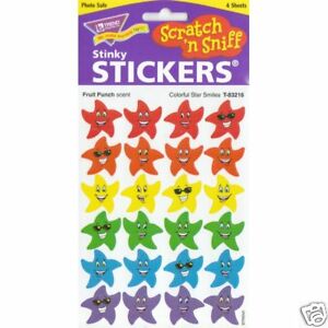Colorful Star Smiles, Fruit Punch scent Scratch 'n Sniff Stinky Stickers – Small [T83216]