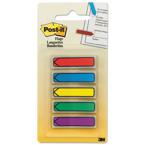 Post-it Standard Arrow Flags, 1/2"x1-3/4", 100/PK, Assorted Standard [MMM684ARR1]