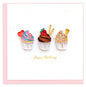Quilled Birthday Cupcake Trio Greeting Card [BD0181]