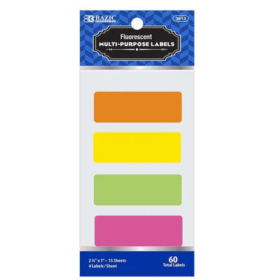 BAZIC 2 3/4" X 1" Fluorescent Multipurpose Label (60/Pack) [3813]