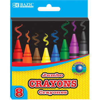 BAZIC 8 Color Premium Jumbo Crayons [2518]