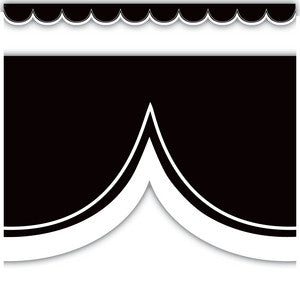 Black with White Scalloped Die-Cut Border Trim [TCR3953]