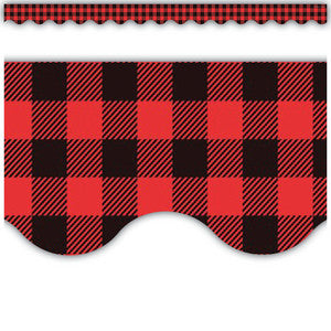 Red and Black Gingham Scalloped Border Trim [TCR5881]