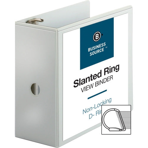 Business Source Basic D-Ring White View Binder 5 Inch Capacity [BSN28445]
