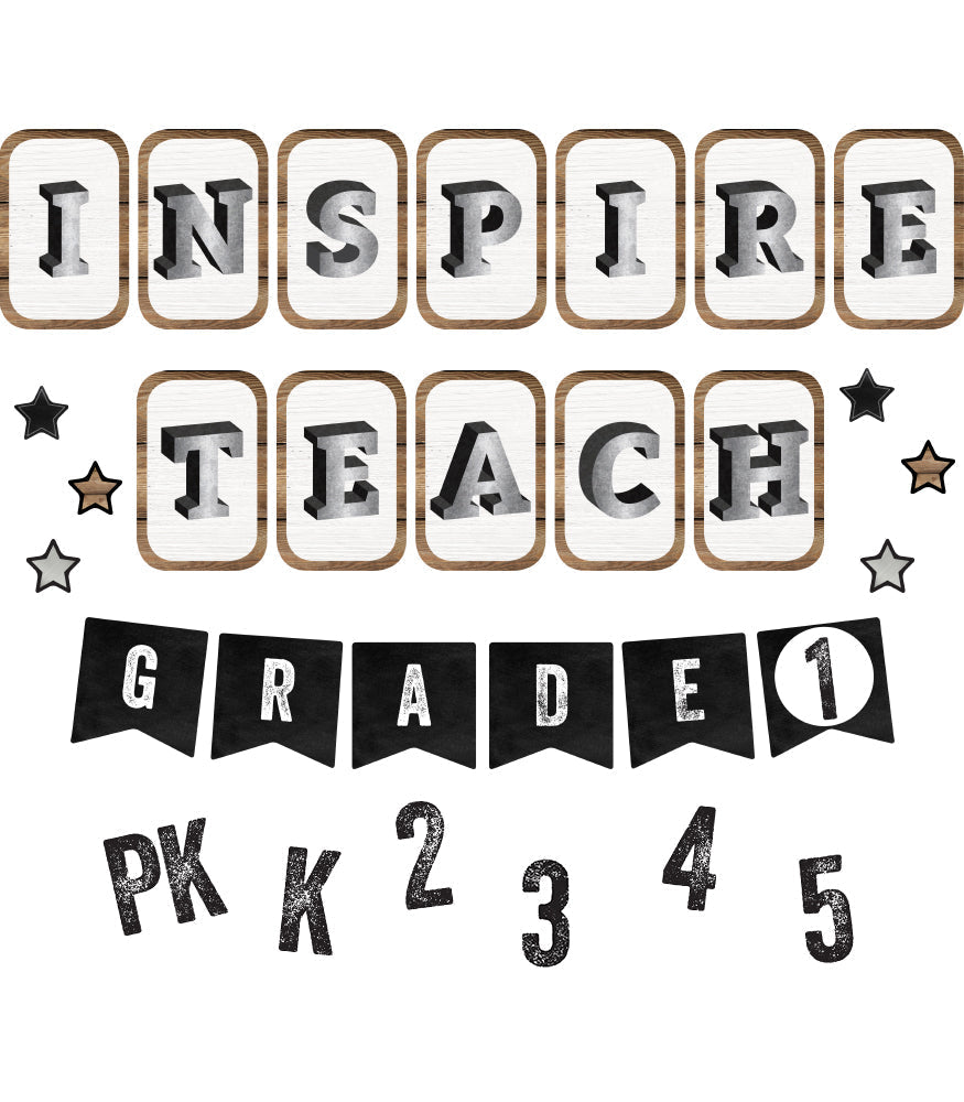 Bulletin Board Set-Industrial Chic-Inspirational Sayings-Mini Bulletin Board (35 Pieces) [CD110400]