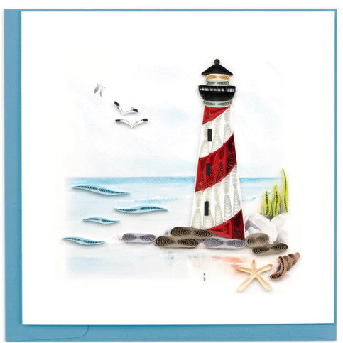 Quilled Red & White Lighthouse Greeting Card [BL1389]
