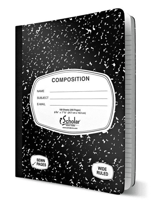 iSCHOLAR WIDE RULED COMPOSITON BOOK BLACK & WHITE [10100]