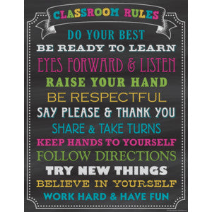 Chalkboard Brights Classroom Rules Chart 17x22 [TCR7565]