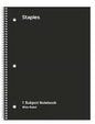 Staples 1-Subject Notebook, 8" x 10.5", Wide Ruled, 70 Sheets, Black (TR24001) [TR24001]
