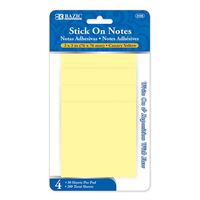 Stick On Notes 3" X 3" 50 Ct. (4/Pack) Yellow [5100]