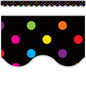 Multicolor Dots on Black Scalloped Border Trim [TCR4648]