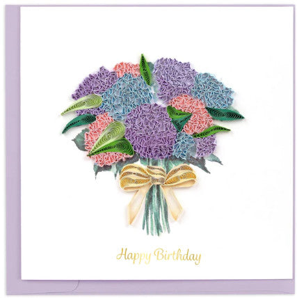 Quilled Hydrangea Bouquet Birthday Greeting Card [BD0185]