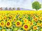 Sunflowers and Bicyclists Birthday Greeting Card [2855BD]